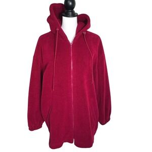 FORECASTER SPORT Women's Small Vintage Red Fleece Full Zip Hoodie Jacket‎ Coat